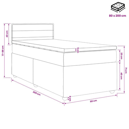 Letto box spring con materasso Grigio Scuro 80 x 200 cm Tessuto | homemem39
