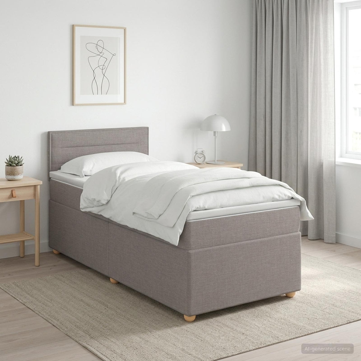 Letto box spring con materasso Tortora 90 x 190 cm Tessuto | homemem39