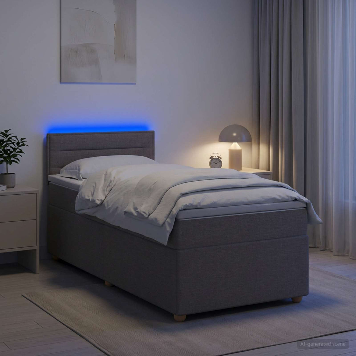 Letto box spring con materasso Tortora 90 x 190 cm Tessuto | homemem39