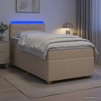 Letto box spring con materasso Crema 90 x 200 cm Tessuto | homemem39