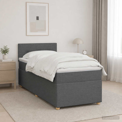 Letto box spring con materasso Grigio Scuro 90 x 200 cm Tessuto | homemem39