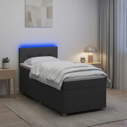 Letto box spring con materasso Grigio Scuro 90 x 200 cm Tessuto