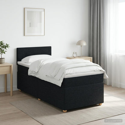 Letto box spring con materasso Nero 80 x 200 cm Tessuto