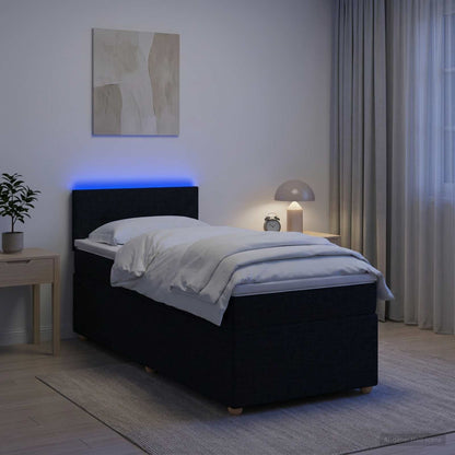 Letto box spring con materasso Nero 80 x 200 cm Tessuto