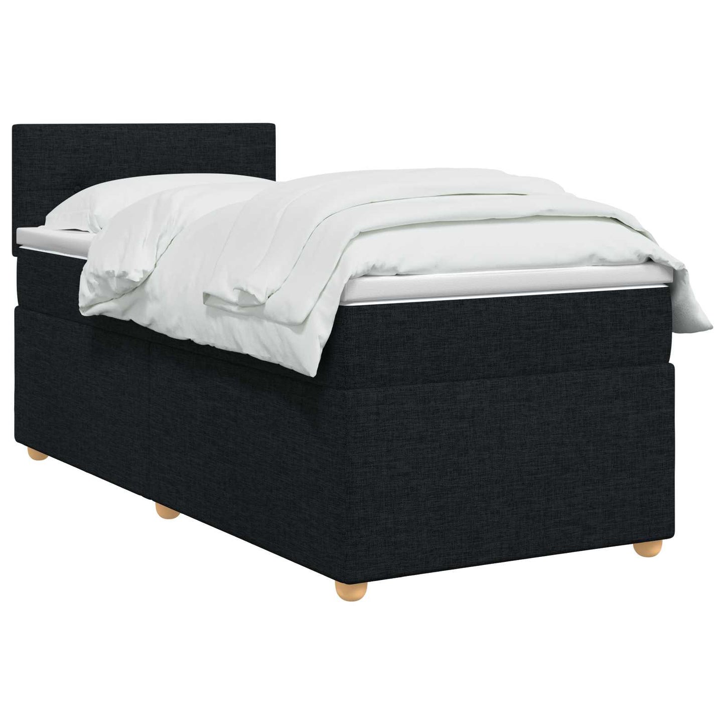 Letto box spring con materasso Nero 80 x 200 cm Tessuto