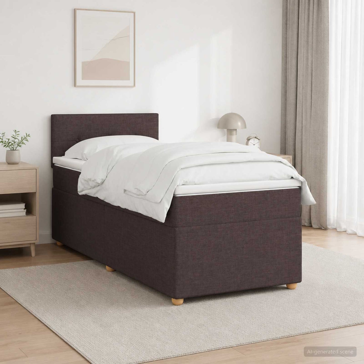 Letto box spring con materasso Marrone Scuro 80 x 200 cm