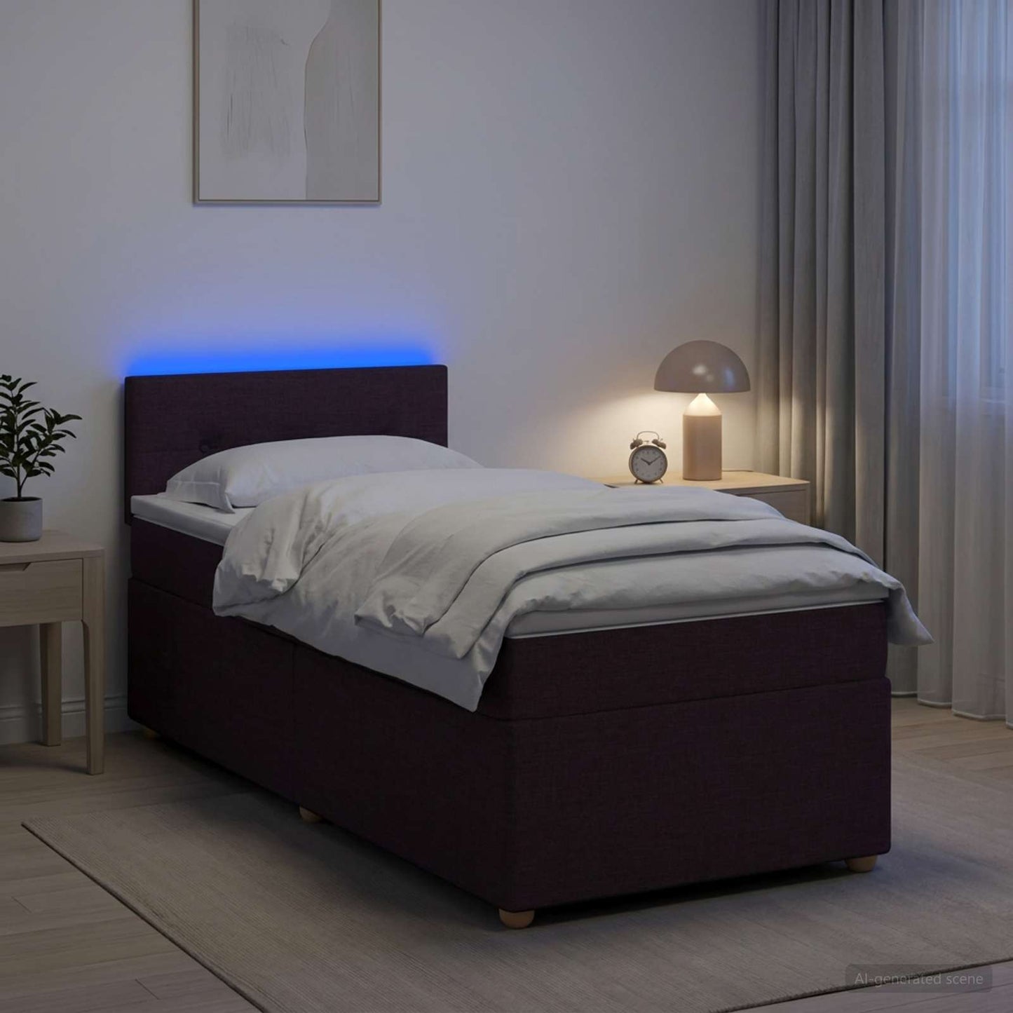 Letto box spring con materasso Marrone Scuro 90 x 200 cm