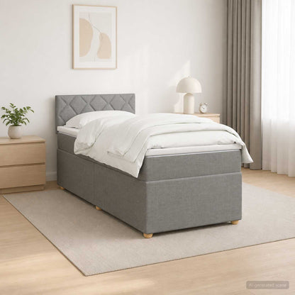 Letto con Box Spring, Materasso e LED Grigio Chiaro 90 x 190 cm
