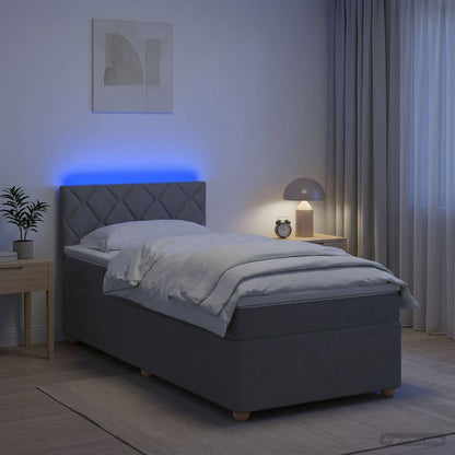 Letto box spring con materasso Grigio Chiaro 90 x 190 cm