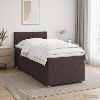 Letto box spring con materasso Marrone Scuro 80 x 200 cm