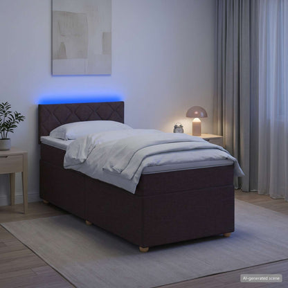 Letto box spring con materasso Marrone Scuro 90 x 200 cm
