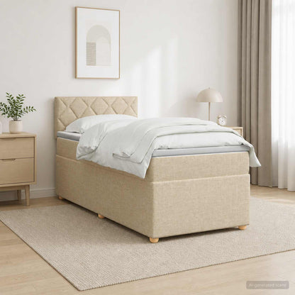 Letto box spring con materasso Crema 100 x 200 cm Tessuto | homemem39