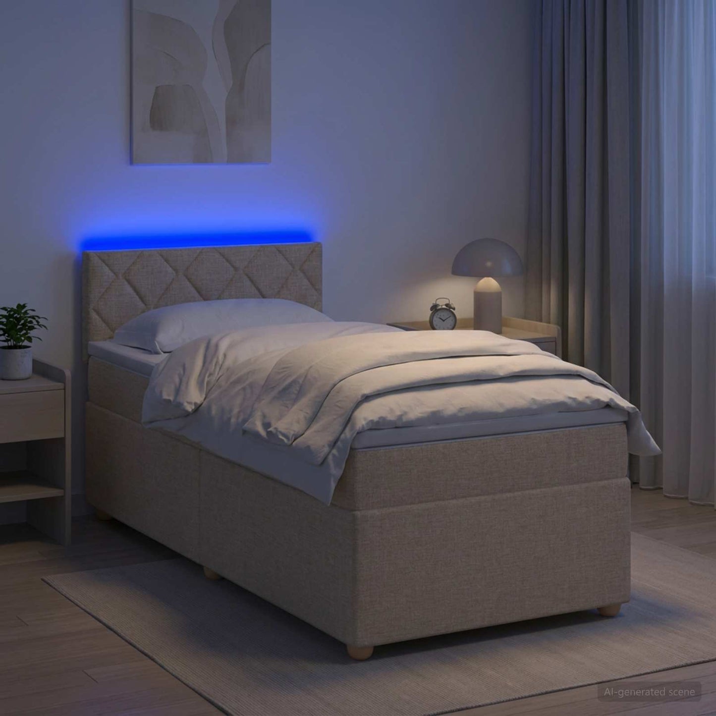 Letto box spring con materasso Crema 100 x 200 cm Tessuto | homemem39