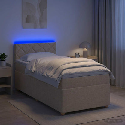 Letto box spring con materasso Crema 100 x 200 cm Tessuto | homemem39