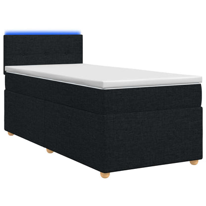 Letto box spring con materasso Nero 90 x 200 cm Tessuto