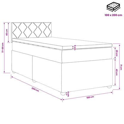 Letto box spring con materasso Grigio Scuro 100 x 200 cm | homemem39
