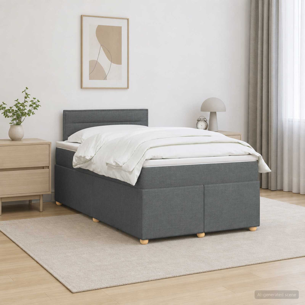 Letto box spring con materasso Grigio Scuro 120 x 190 cm | homemem39