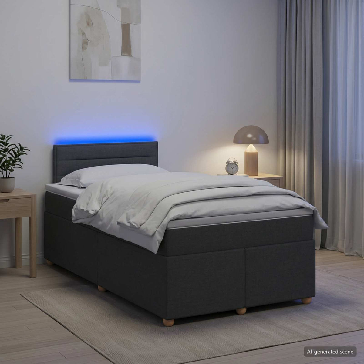 Letto box spring con materasso Grigio Scuro 120 x 190 cm | homemem39