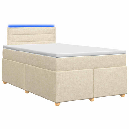 Letto box spring con materasso Crema 120 x 190 cm Tessuto