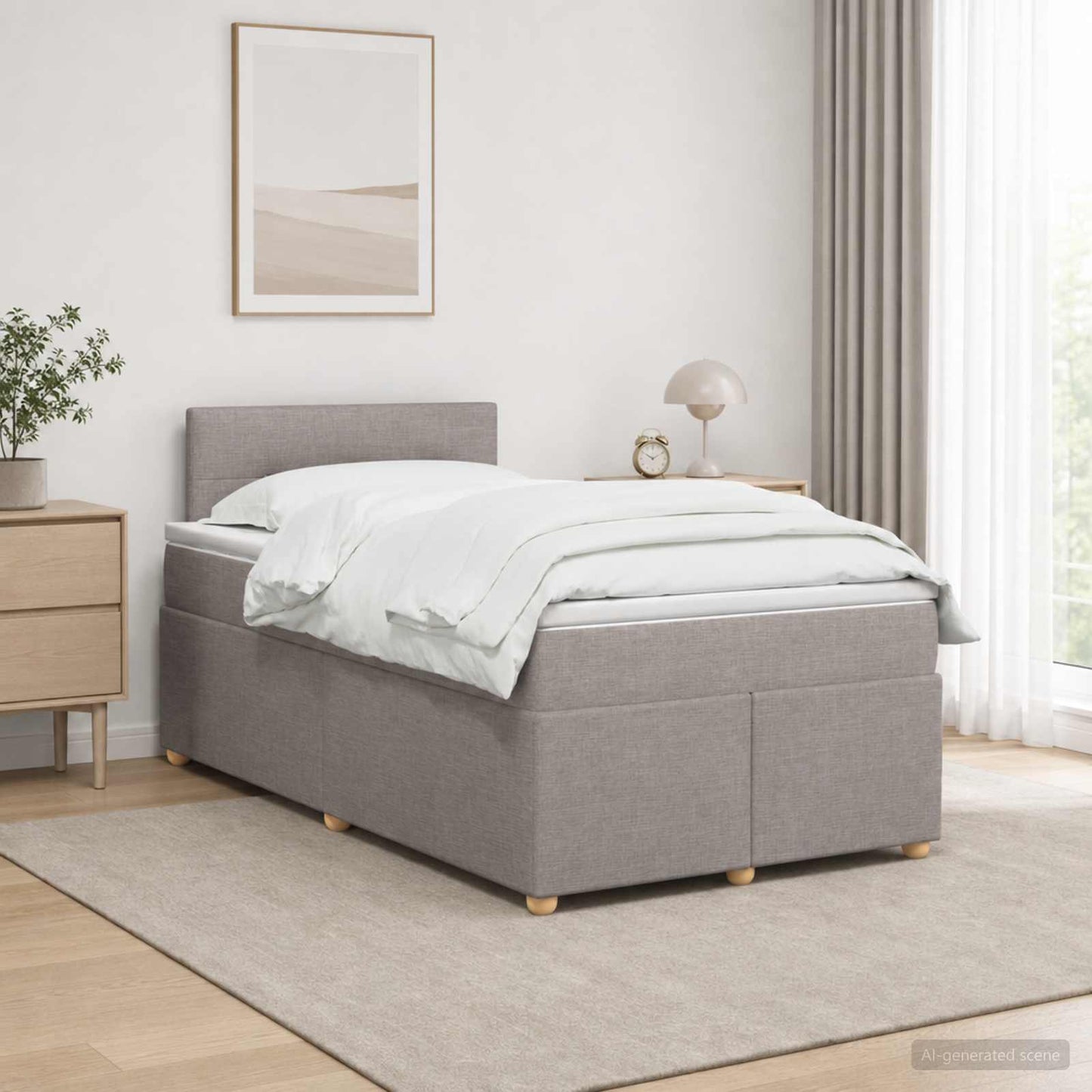 Letto box spring con materasso Tortora 120 x 200 cm Tessuto | homemem39