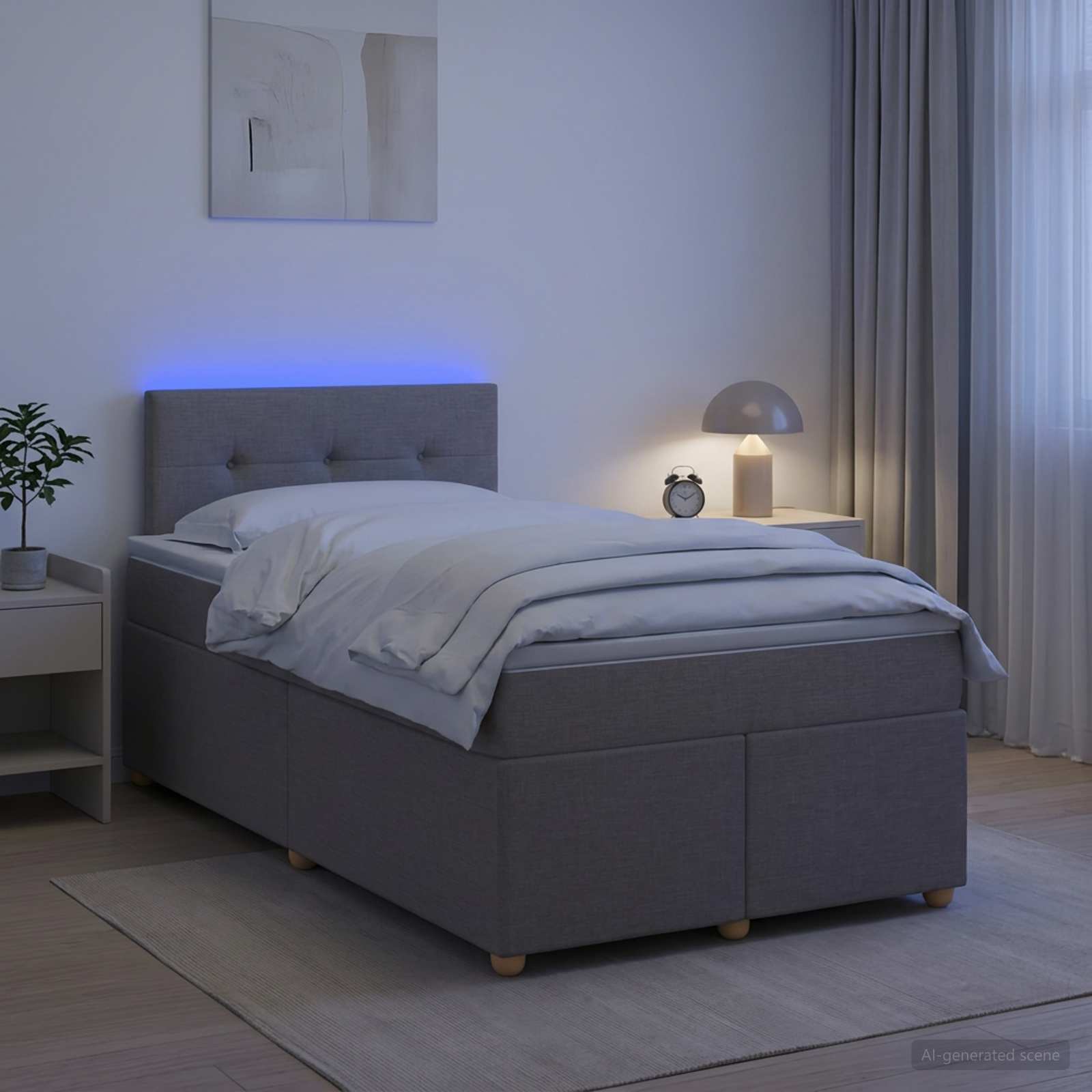 Letto box spring con materasso Tortora 120 x 200 cm Tessuto | homemem39