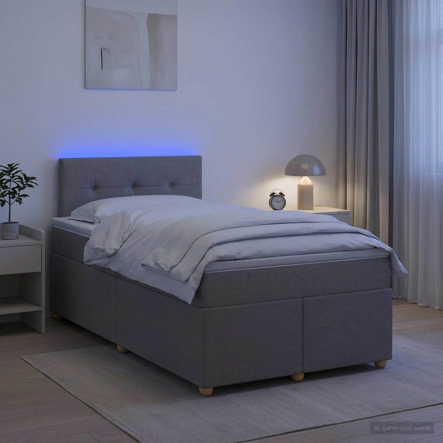 Letto box spring con materasso Tortora 120 x 190 cm Tessuto | homemem39