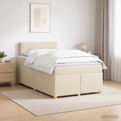 Letto box spring con materasso Crema 120 x 190 cm Tessuto | homemem39