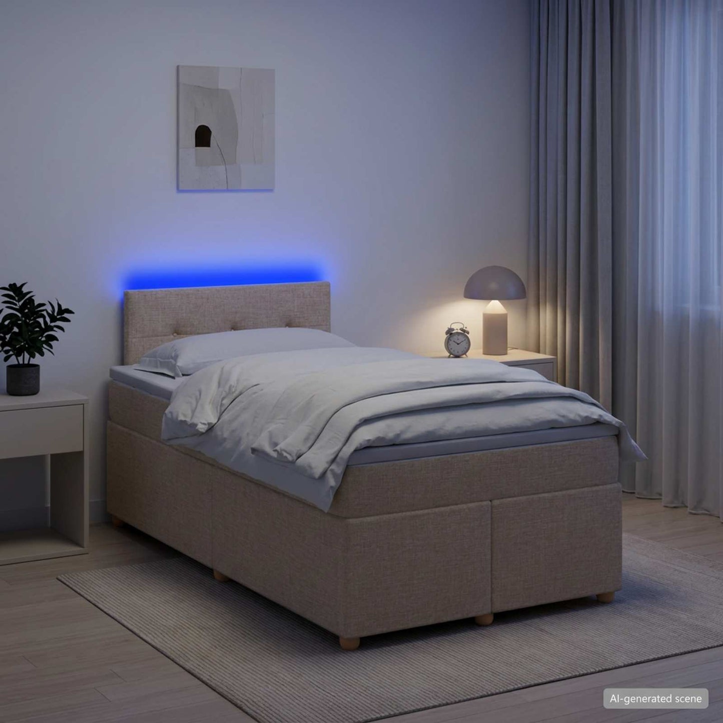 Letto box spring con materasso Crema 120 x 190 cm Tessuto | homemem39
