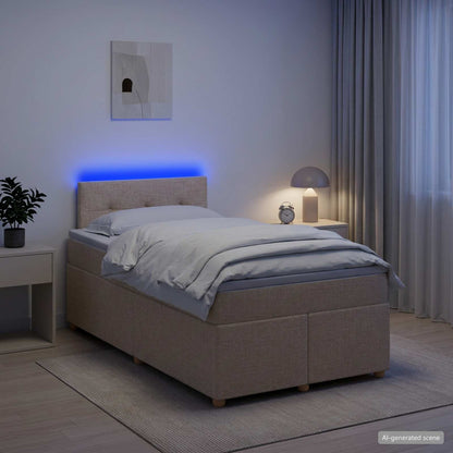 Letto box spring con materasso Crema 120 x 190 cm Tessuto | homemem39