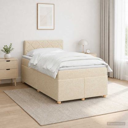 Letto box spring con materasso Crema 120 x 200 cm Tessuto | homemem39