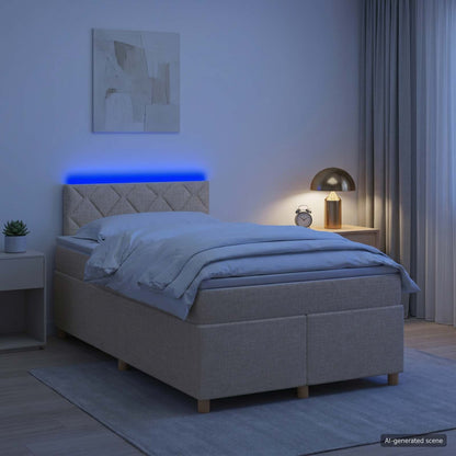 Letto box spring con materasso Crema 120 x 200 cm Tessuto | homemem39
