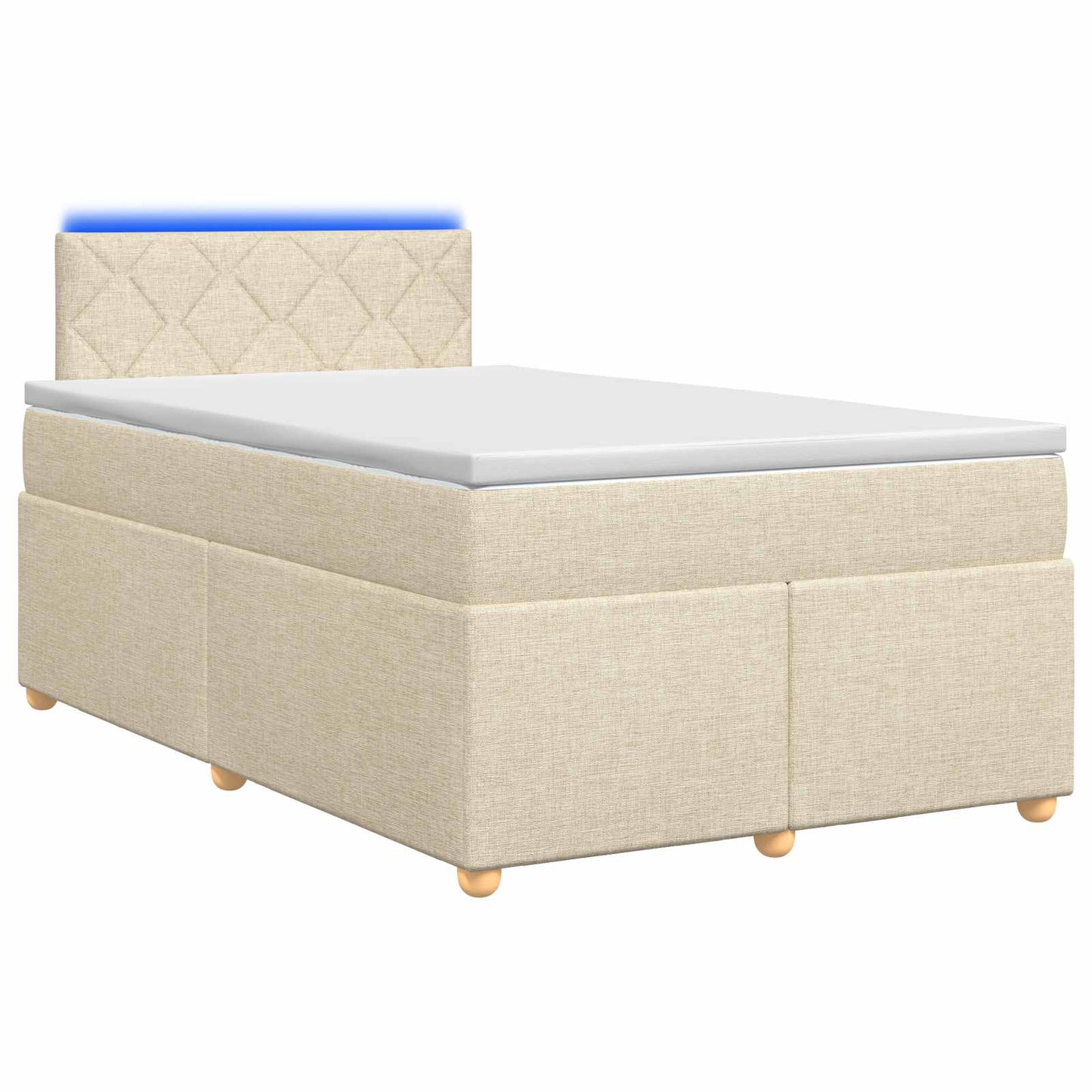 Letto box spring con materasso Crema 120 x 190 cm Tessuto | homemem39
