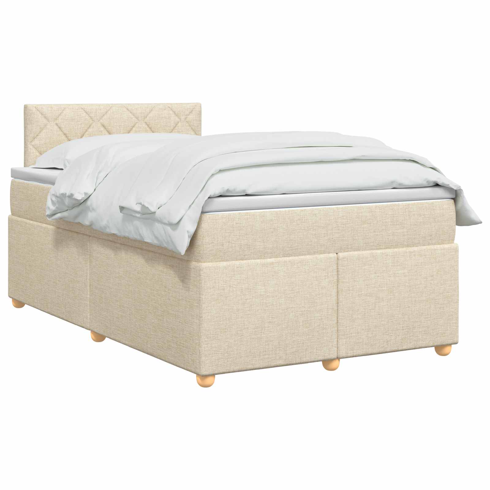 Letto box spring con materasso Crema 120 x 200 cm Tessuto | homemem39