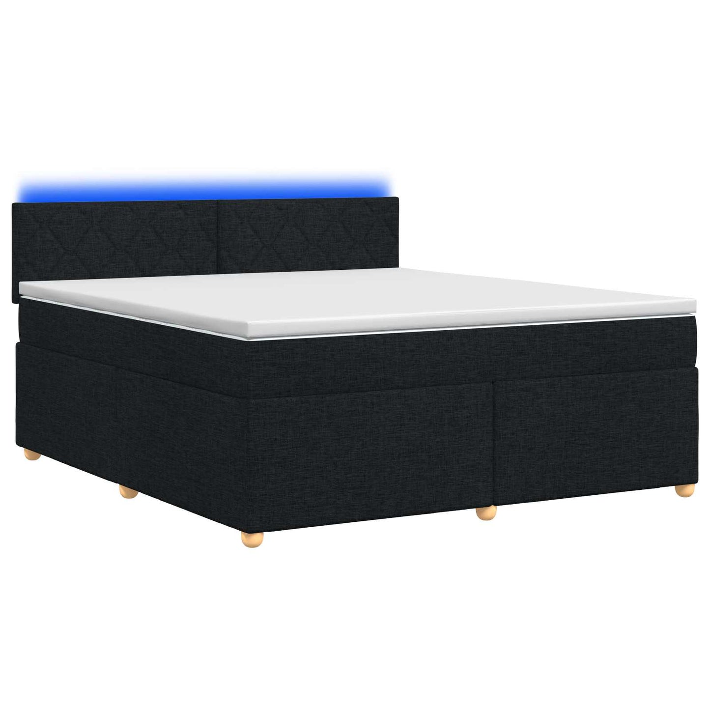 Letto box spring con materasso Nero 140 x 190 cm Tessuto