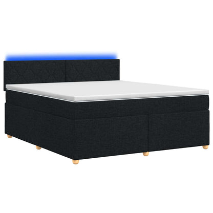 Letto box spring con materasso Nero 140 x 190 cm Tessuto