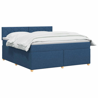 Letto box spring con materasso Blu 140 x 190 cm Tessuto