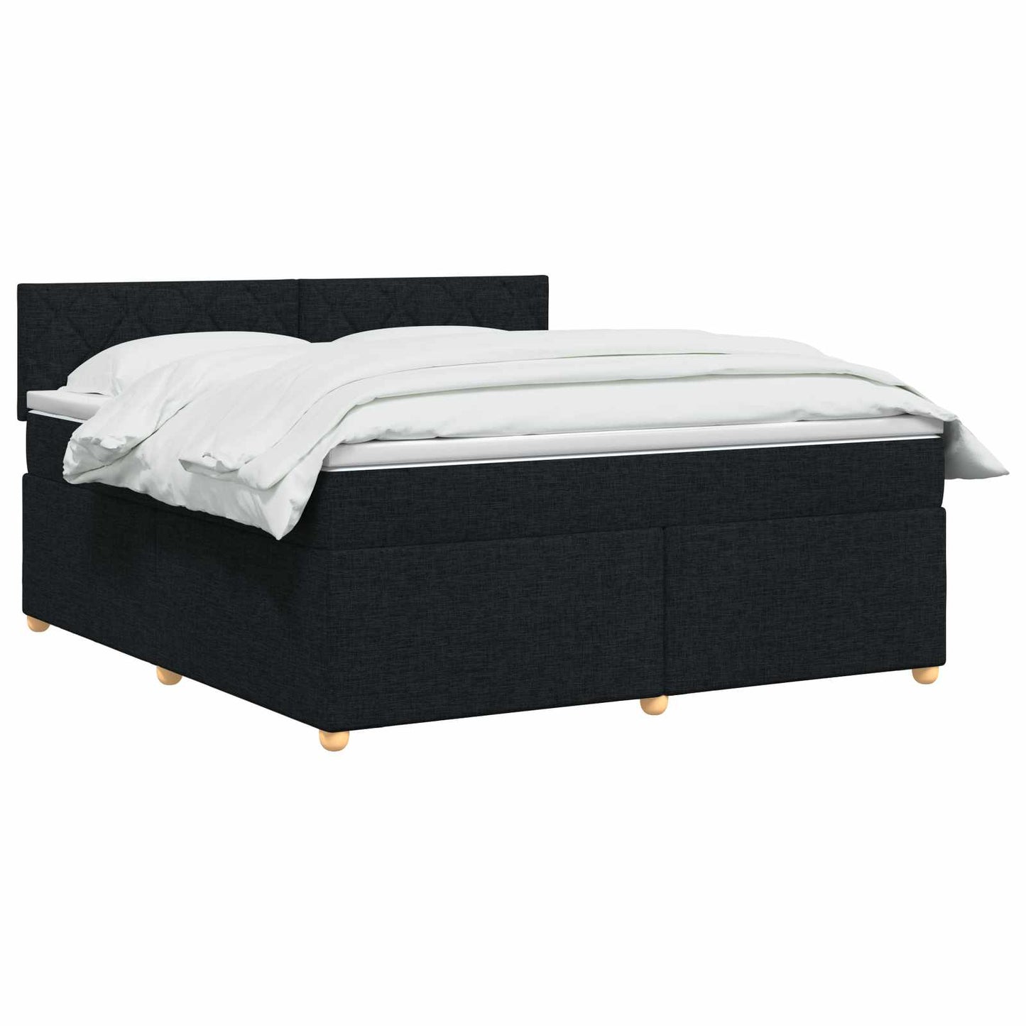Letto box spring con materasso Nero 140 x 200 cm Tessuto