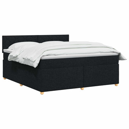 Letto box spring con materasso Nero 140 x 200 cm Tessuto