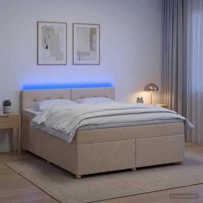 Letto box spring con materasso Crema 140 x 200 cm Tessuto