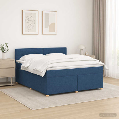 Letto box spring con materasso Blu 140 x 190 cm Tessuto