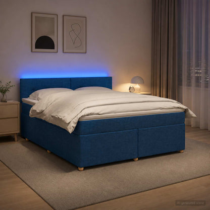 Letto box spring con materasso Blu 140 x 200 cm Tessuto