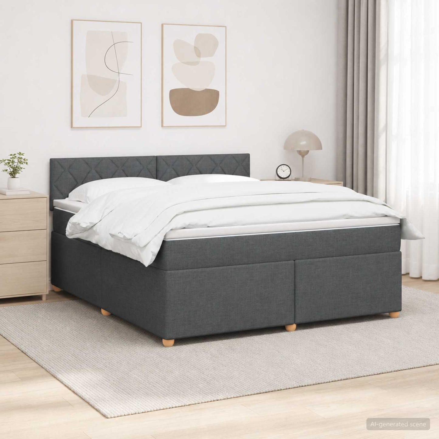 Letto box spring con materasso Grigio Scuro 140 x 190 cm | homemem39
