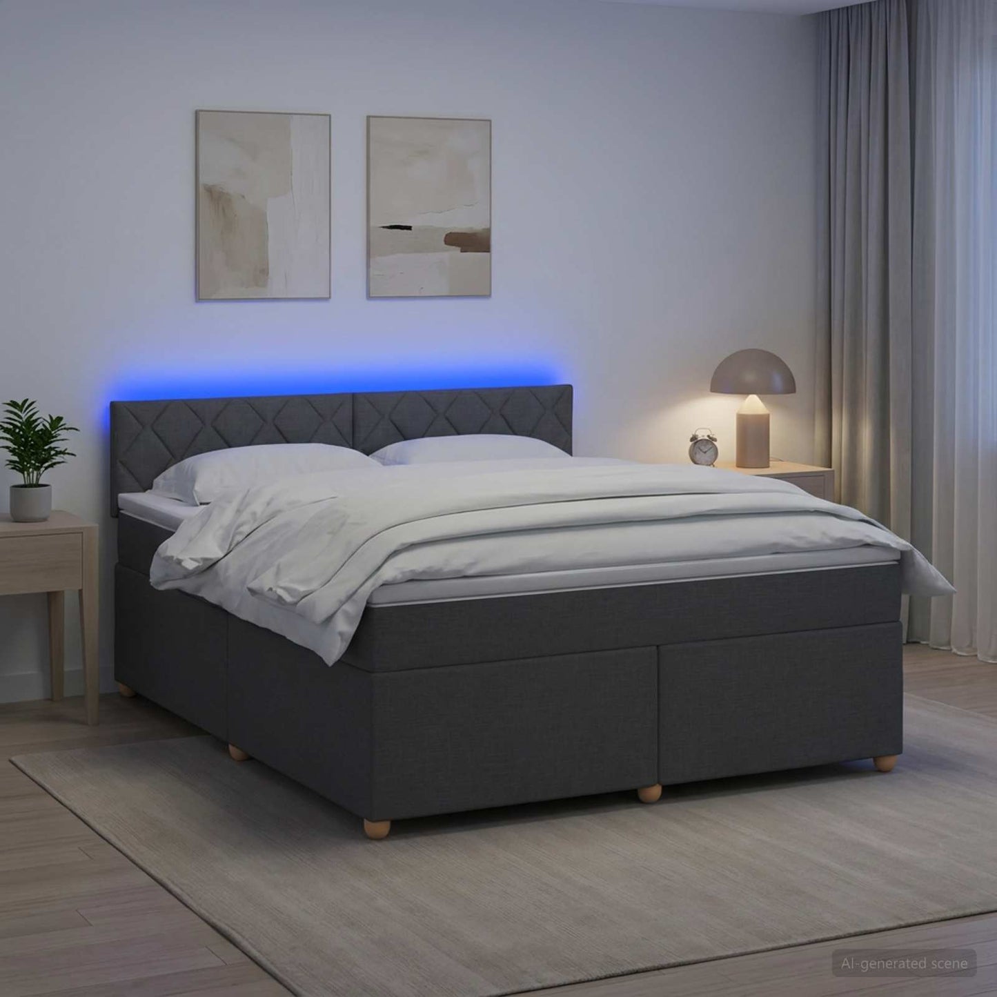 Letto box spring con materasso Grigio Scuro 140 x 190 cm | homemem39