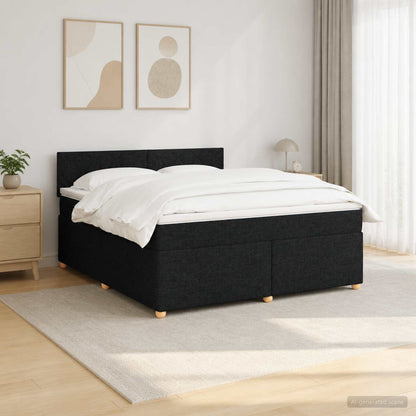 Letto box spring con materasso Nero 140 x 200 cm Tessuto