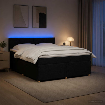 Letto box spring con materasso Nero 140 x 200 cm Tessuto
