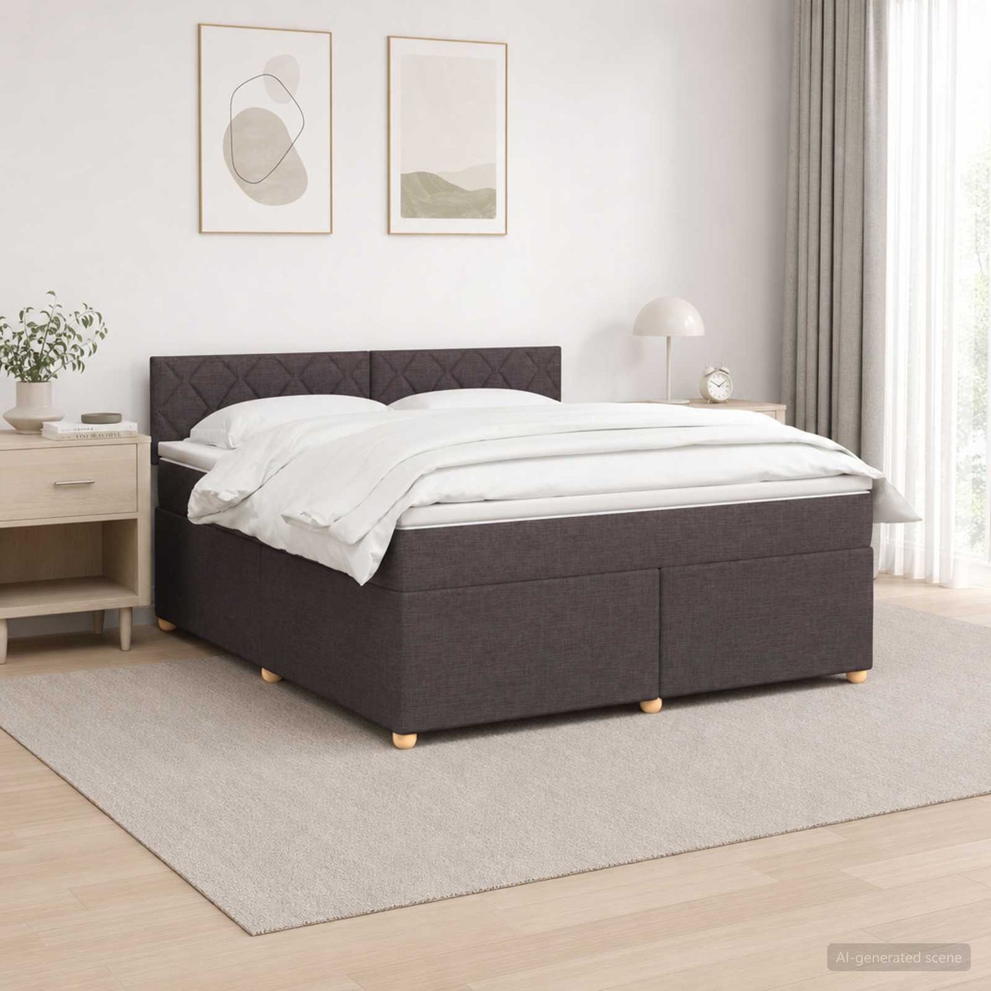 Letto box spring con materasso Marrone Scuro 140 x 190 cm | homemem39