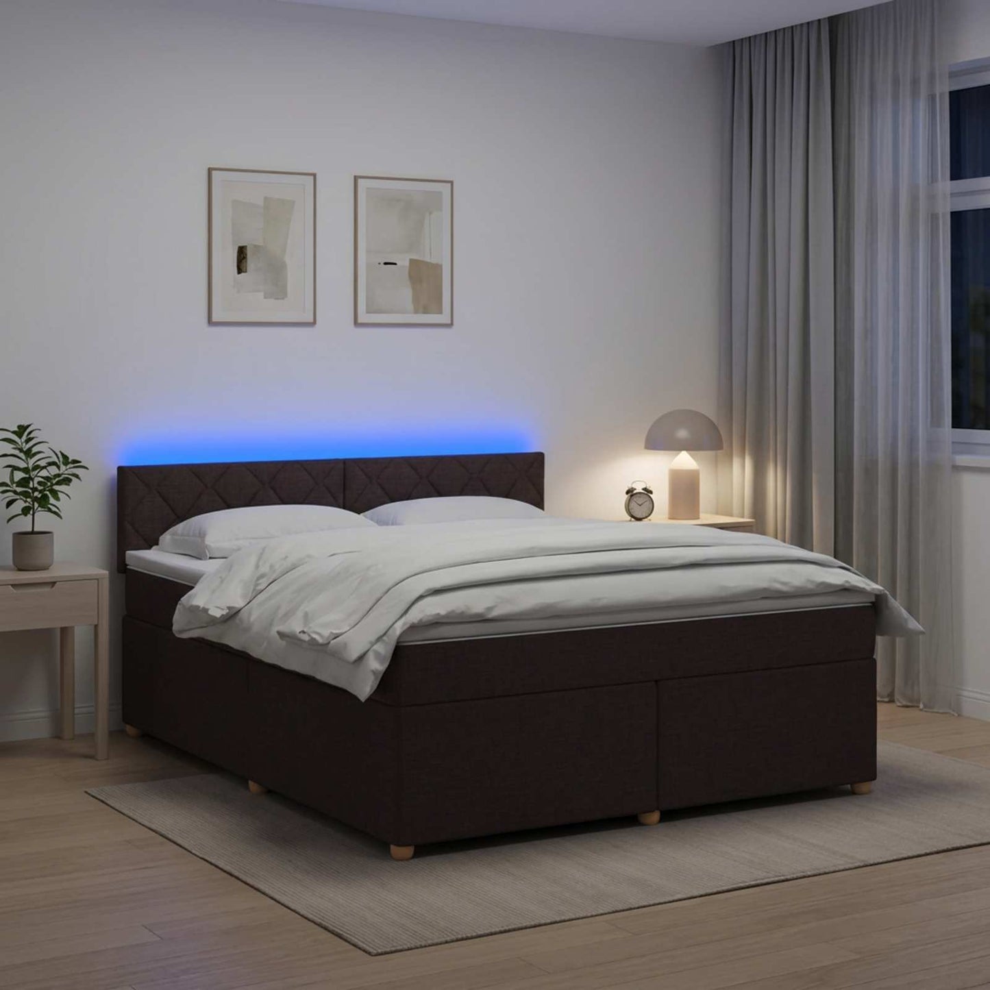 Letto box spring con materasso Marrone Scuro 140 x 190 cm