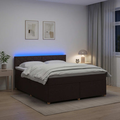 Letto box spring con materasso Marrone Scuro 140 x 190 cm