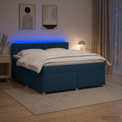 Letto box spring con materasso Blu 140 x 190 cm Tessuto