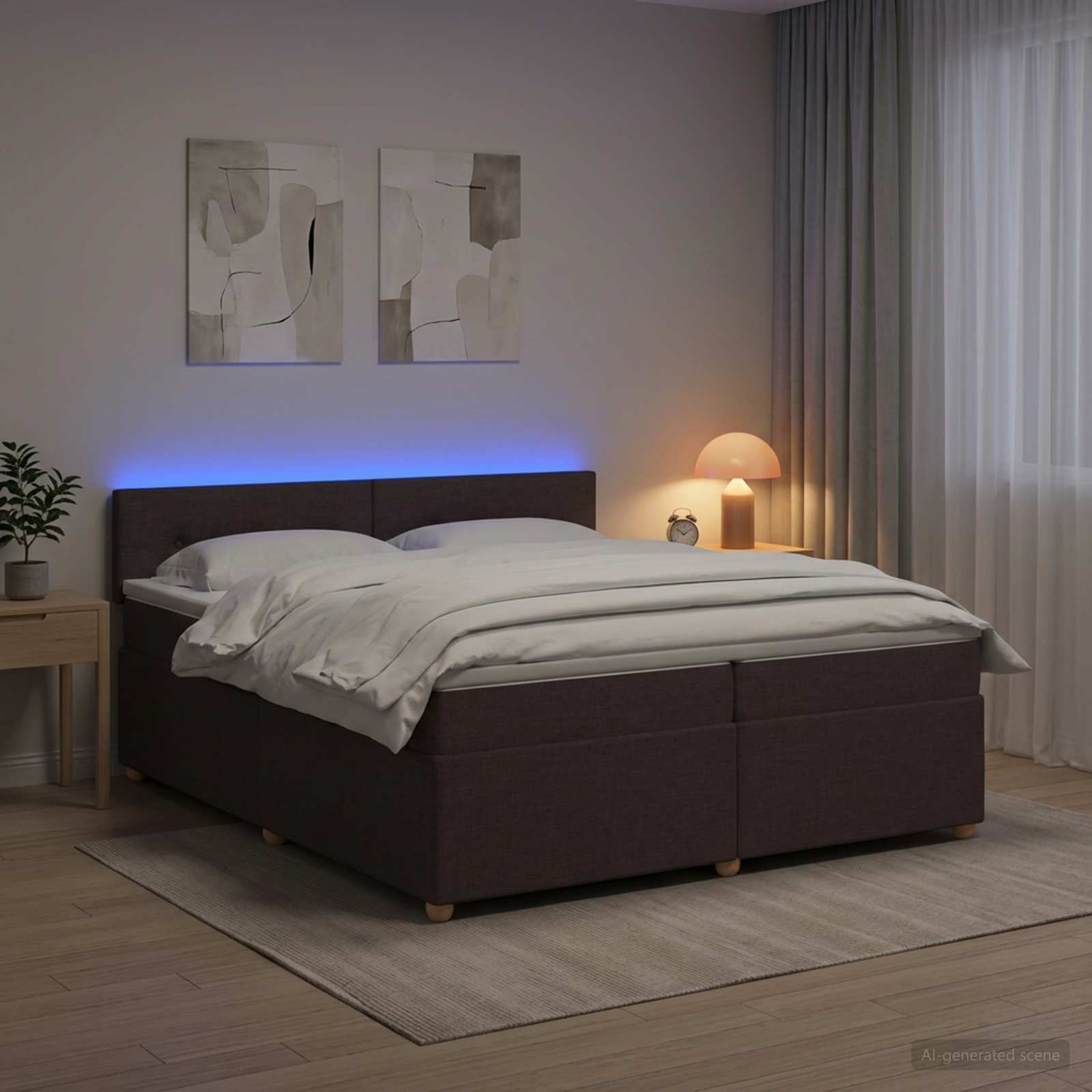 Letto box spring con materasso Marrone Scuro 200 x 200 cm | homemem39